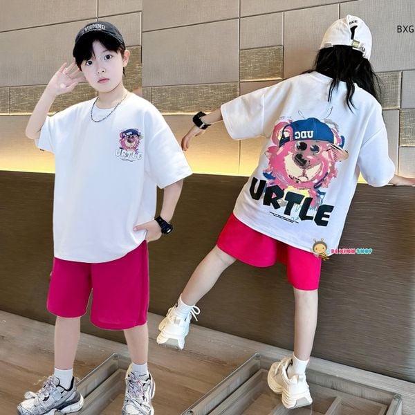Bộ thun in gấu URTLE dễ thương cho bé trai & bé gái BXG1758