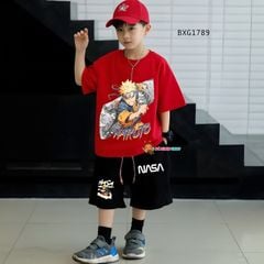 Bộ thun in 3D NARUTO dễ thương cho bé trai đi chơi BXG1787