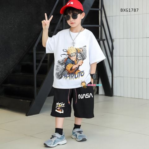 Bộ thun in 3D NARUTO dễ thương cho bé trai đi chơi BXG1787
