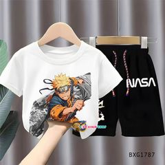 Bộ thun in 3D NARUTO dễ thương cho bé trai đi chơi BXG1787
