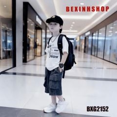 Bộ đồ bé trai áo chữ quần túi hộp wash đá BXG2152