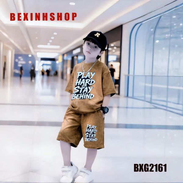 Bộ thun bé trai wash đá in CHỮ BXG2161