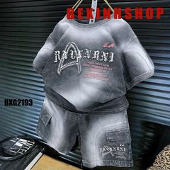 [BexinhshopVN] Bộ thun bé trai wash đá dập chữ nổi BXG2191