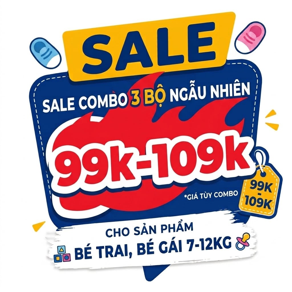 [XẢ KHO 99K-109K] COMBO 3 BỘ NGẪU NHIÊN CHO BÉ TRAI, BÉ GÁI 7-12Kg