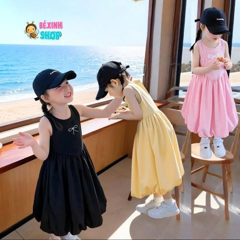 Đầm bí in Nơ Bé Gái dạo phố, đi biển BXG2262