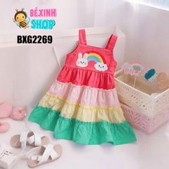 Váy đầm tầng Cầu Vồng dễ thương cho bé gái đi chơi , đi biển BXG2268
