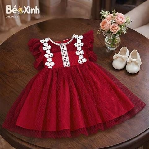 Đầm phối hoa ren dễ thương cho bé gái DGB292216