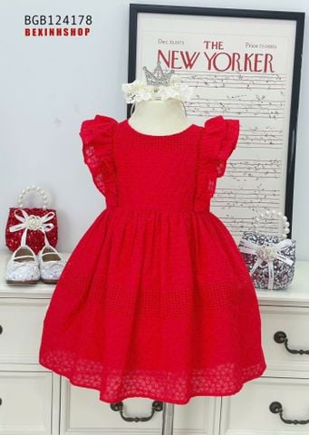 Đầm thô thêu đục lỗ cánh tiên dễ thương cho bé gái BGB124178