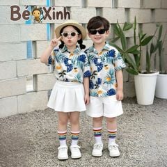 BST đồng phục áo sơ mi lụa / QUẦN VÁY cotton lạnh cho bé trai & bé gái đi biển BXG2356