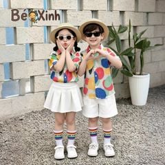 BST đồng phục áo sơ mi lụa / QUẦN VÁY cotton lạnh cho bé trai & bé gái đi biển BXG2356
