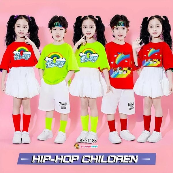Bộ đồng phục bé trai & bé gái áo thun quần váy bí cho bé nhảy múa, đi chơi BXG1975