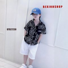 Set áo sơ mi quần kaki túi hộp dễ thương cho bé trai đi chơi BTB28974