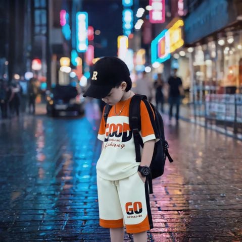 Bộ thun hiphop phối màu GOOD dễ thương cho bé trai đi học, đi chơi BXG1829