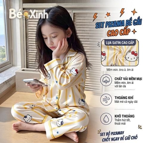 Pizama lụa Latin Bé Xinh dễ thương cho bé gái mặc nhà BXG2492