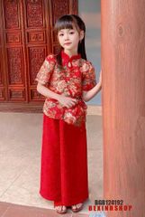 Set bà ba pháp phục gấm hoa hồng (KÈM TÚI) cao cấp cho bé gái BGB124192