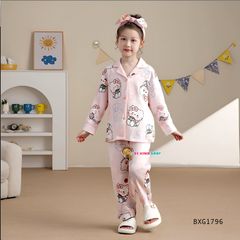 Bộ Pizama dài tay Hello Kitty dễ thương cho bé gái mặc nhà, mặc ngủ BXG1796