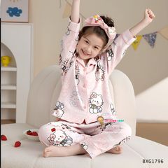 Bộ Pizama dài tay Hello Kitty dễ thương cho bé gái mặc nhà, mặc ngủ BXG1796