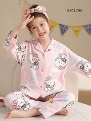 Bộ Pizama dài tay Hello Kitty dễ thương cho bé gái mặc nhà, mặc ngủ BXG1796