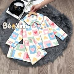 Pizama lụa Latin cao cấp cổ sen họa tiết TIM BexinhshopVN cho Mẹ & bé gái mặc nhà, mặc ngủ BXG2473