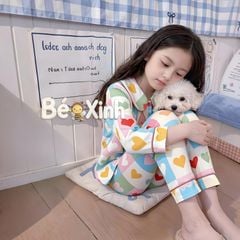 Pizama lụa Latin cao cấp cổ sen họa tiết TIM BexinhshopVN cho Mẹ & bé gái mặc nhà, mặc ngủ BXG2473
