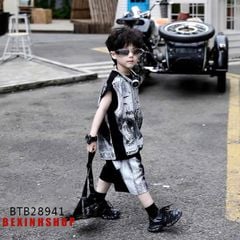 Set sát nách in loang cực ngầu cho bé trai BTB28941