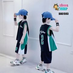 Bộ áo sát nách thể thao số 8 dễ thương cho bé trai ngày Hè BXG1591