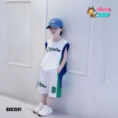Bộ áo sát nách thể thao số 8 dễ thương cho bé trai ngày Hè BXG1591