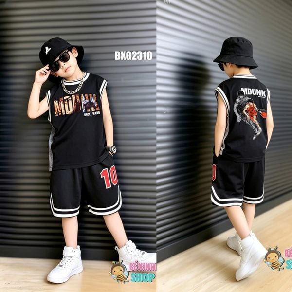 Bộ sát nách tay lỡ phối bo thể thao SLAMDUNK siêu ngầu cho bé trai BXG2309