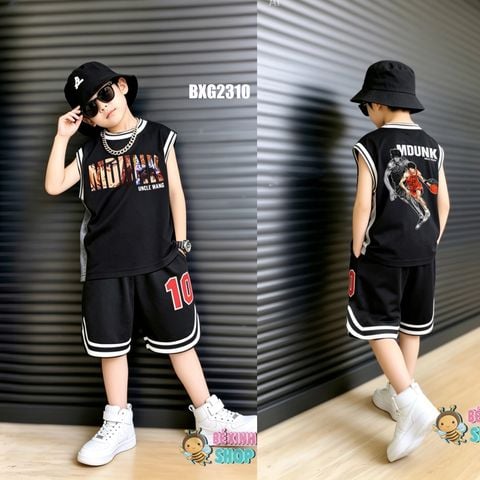Bộ sát nách tay lỡ phối bo thể thao SLAMDUNK siêu ngầu cho bé trai BXG2309