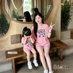 SET BỘ ÁO THUN & QUẦN ĐÙI LEGGING THUN GÂN CỰC XINH CHO MẸ VÀ BÉ GÁI BXG2342