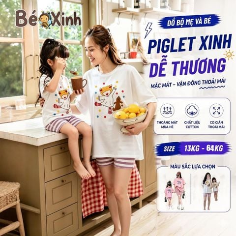 SET BỘ ÁO THUN & QUẦN ĐÙI LEGGING THUN GÂN CỰC XINH CHO MẸ VÀ BÉ GÁI BXG2342