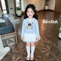 Set áo thun giấy Bạch Tuyết phối chân váy tầng nhà Bé Xinh cho bé gái ngày Thu BXG2561