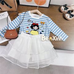 Set áo thun giấy Bạch Tuyết phối chân váy tầng nhà Bé Xinh cho bé gái ngày Thu BXG2561