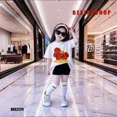 [BexinhshopVN] Set áo giấu quần in Ngựa thần tài bé gái BXG2224