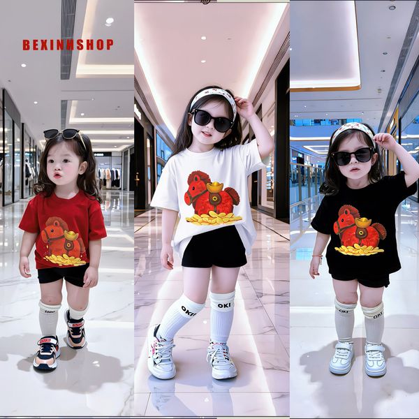 [BexinhshopVN] Set áo giấu quần in Ngựa thần tài bé gái BXG2224