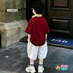 Set áo thun in voi quần lửng Cotton phom Baggy siêu ngầu cho bé trai BXG2321