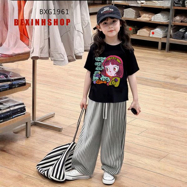 Bộ áo thun in Bé Gái Teno quần suông cho bé dạo phố - đi chơi BXG1961