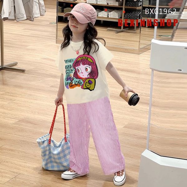 Bộ áo thun in Bé Gái Teno quần suông cho bé dạo phố - đi chơi BXG1961