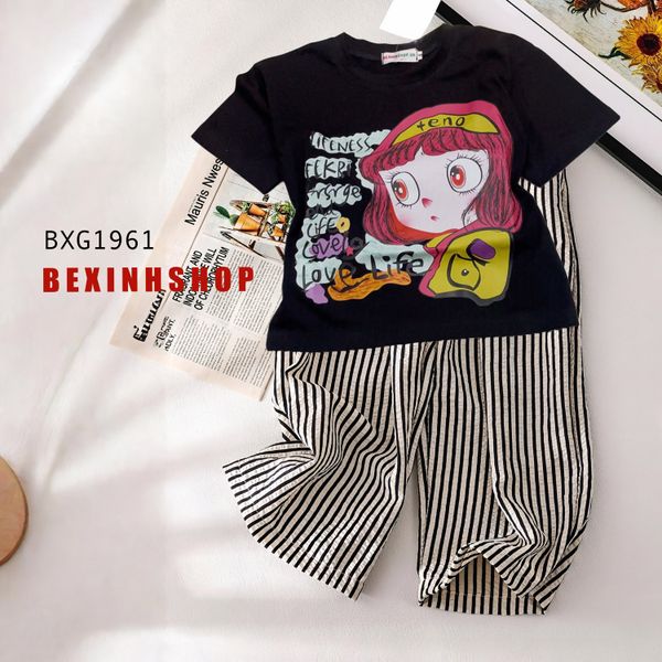 Bộ áo thun in Bé Gái Teno quần suông cho bé dạo phố - đi chơi BXG1961