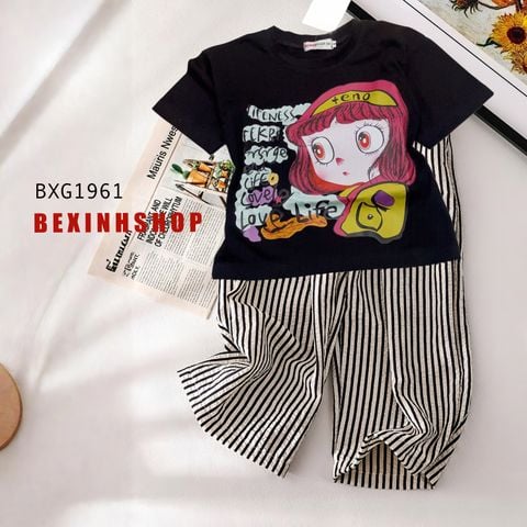 Bộ áo thun in Bé Gái Teno quần suông cho bé dạo phố - đi chơi BXG1961