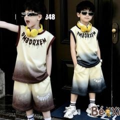 Set sát nách Loang màu in chữ Hiphop cool ngầu cho bé trai BXG2348