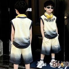 Set sát nách Loang màu in chữ Hiphop cool ngầu cho bé trai BXG2348