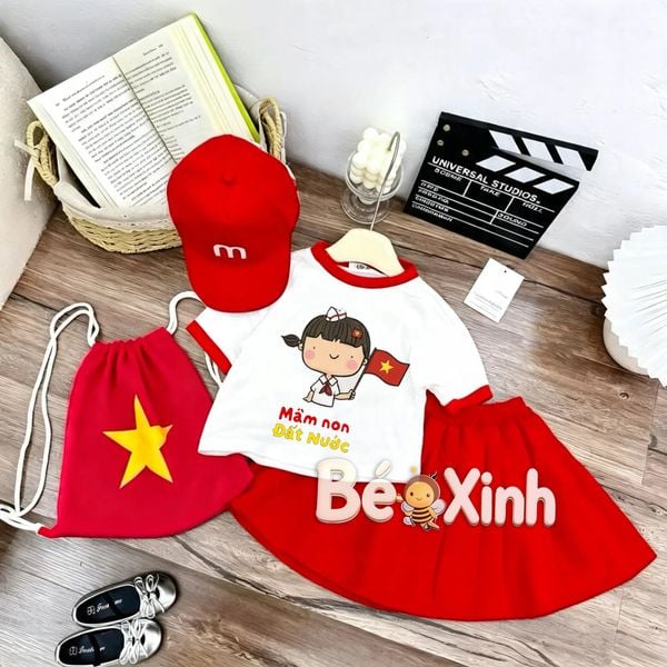 Bộ áo kèm quần/chân váy nhà Bé Xinh Shop MẦM NON ĐẤT NƯỚC cực iu cho bé trai bé gái BXG2476