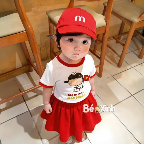 Bộ áo kèm quần/chân váy nhà Bé Xinh Shop MẦM NON ĐẤT NƯỚC cực iu cho bé trai bé gái BXG2476