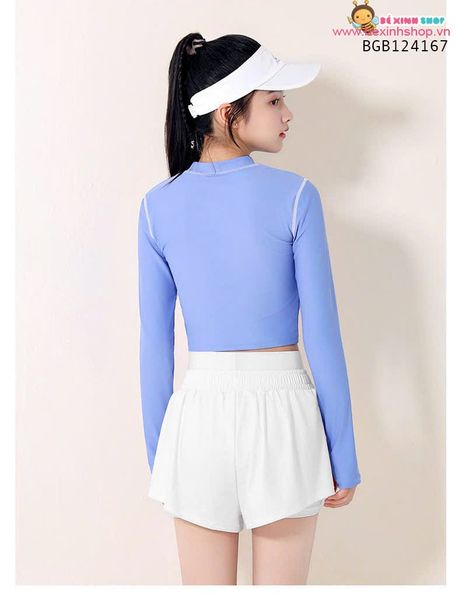 Set bơi QCCC áo croptop phối quần short thể thao size đại cồ (35 - 60kg) dễ thương cho bé gái BGB124166