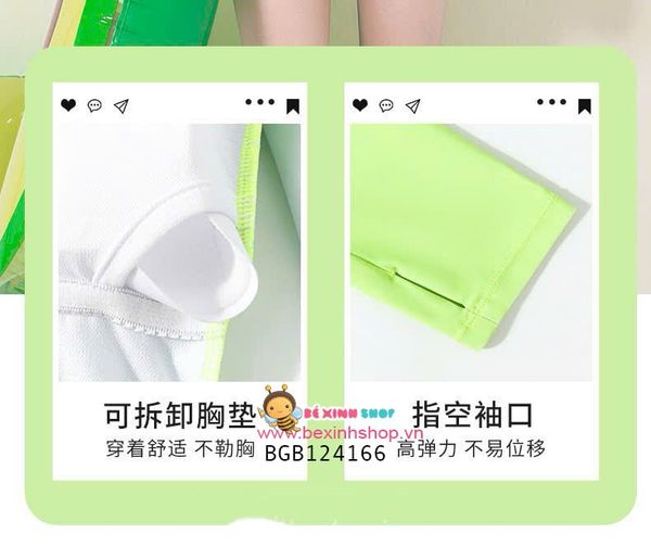 Set bơi QCCC áo croptop phối quần short thể thao size đại cồ (35 - 60kg) dễ thương cho bé gái BGB124166