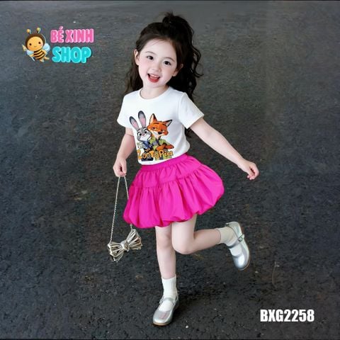 Set áo Zootopia chân váy bí bé gái BXG2258
