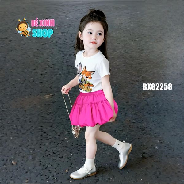 Set áo Zootopia chân váy bí bé gái BXG2258
