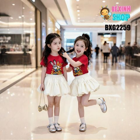 Set áo Zootopia chân váy bí bé gái BXG2258