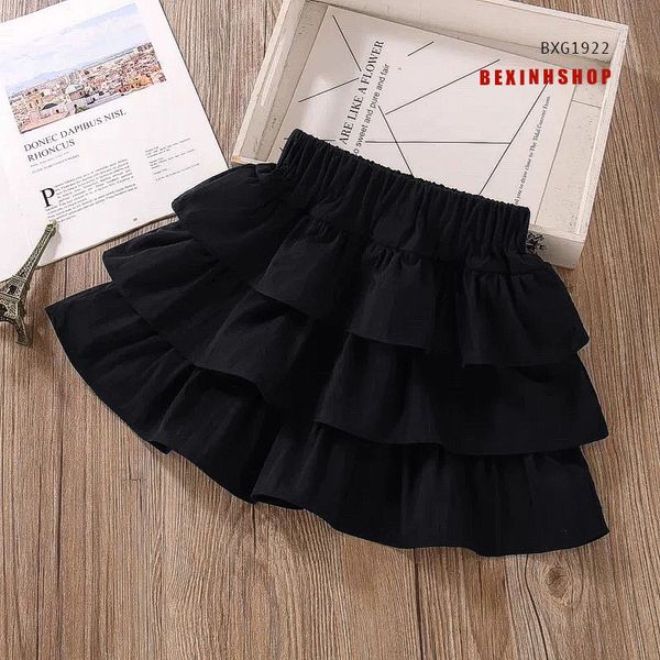 Set áo thun Cô gái phối chân váy tầng dễ thương cho bé gái đi chơi BXG1922